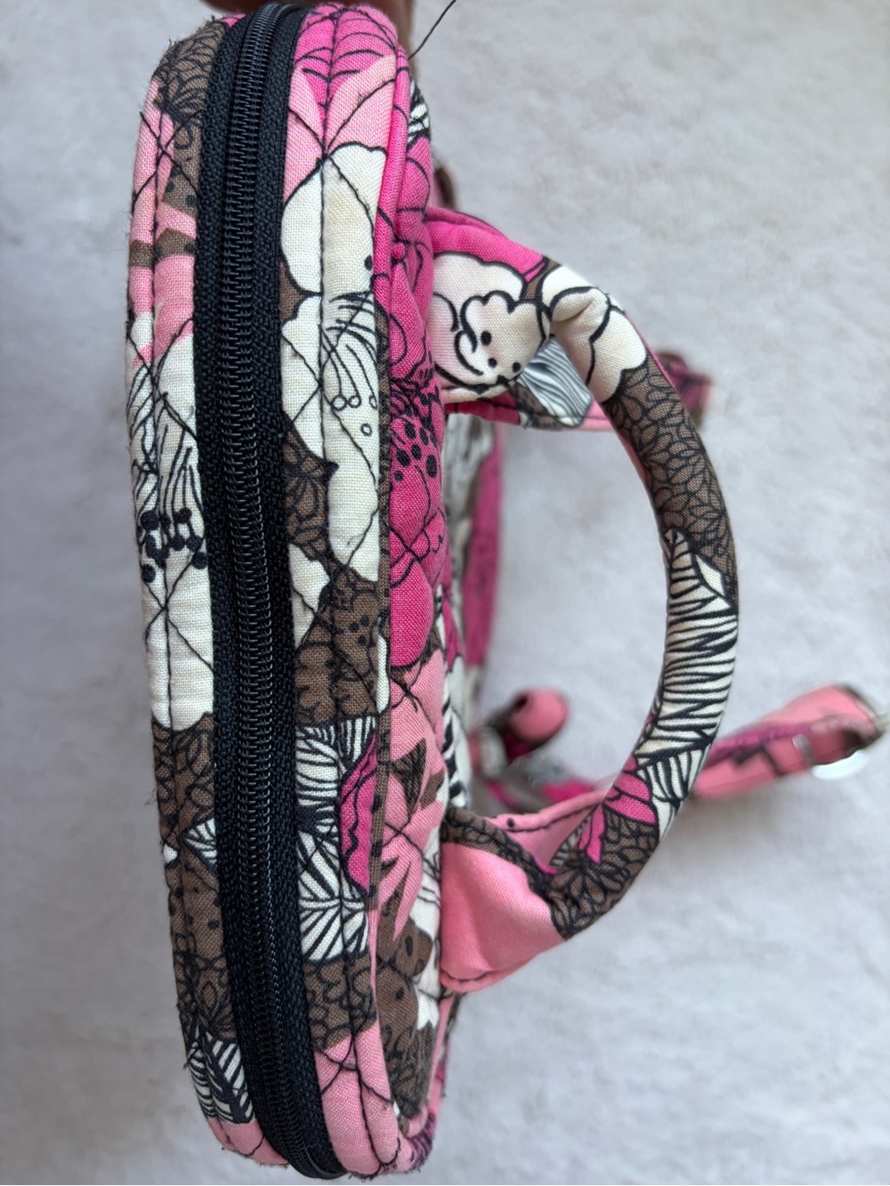 Like New Vera Bradley Quilted Floral Pink and Brown Women’s Backpack - Picture 6 of 13